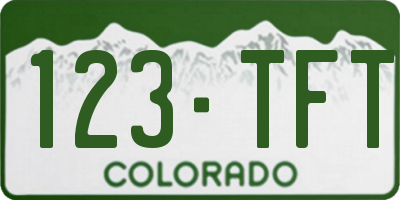 CO license plate 123TFT