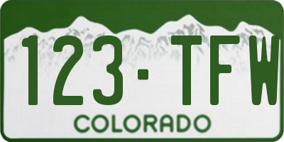 CO license plate 123TFW