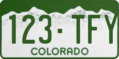 CO license plate 123TFY