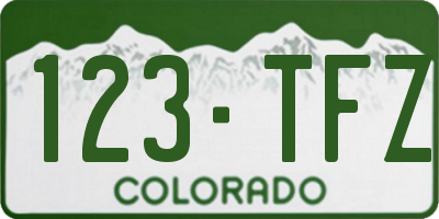 CO license plate 123TFZ