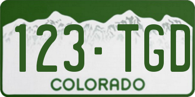 CO license plate 123TGD