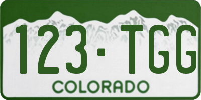 CO license plate 123TGG