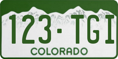 CO license plate 123TGI