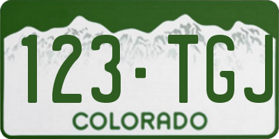 CO license plate 123TGJ