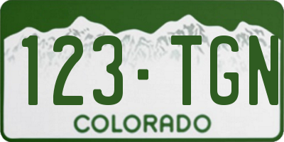 CO license plate 123TGN