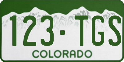 CO license plate 123TGS