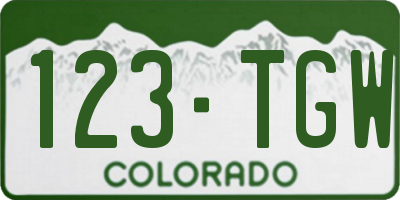 CO license plate 123TGW