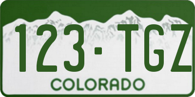 CO license plate 123TGZ