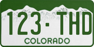 CO license plate 123THD