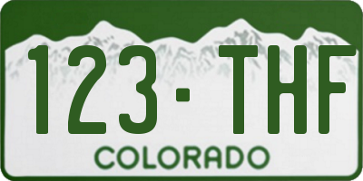 CO license plate 123THF