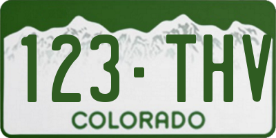 CO license plate 123THV