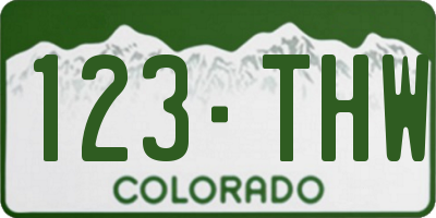 CO license plate 123THW