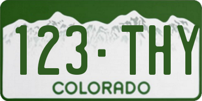 CO license plate 123THY