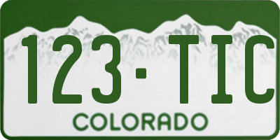 CO license plate 123TIC