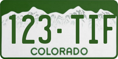 CO license plate 123TIF