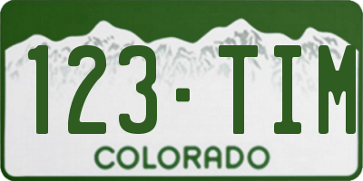 CO license plate 123TIM