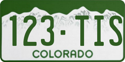 CO license plate 123TIS