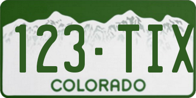 CO license plate 123TIX