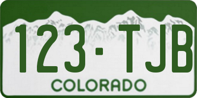 CO license plate 123TJB