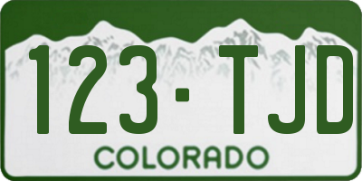 CO license plate 123TJD