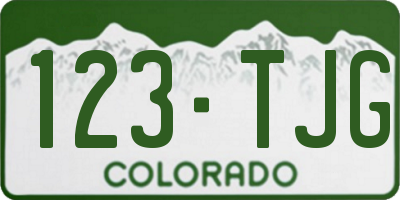 CO license plate 123TJG