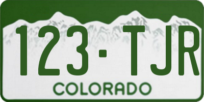 CO license plate 123TJR
