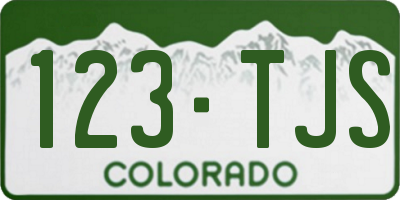 CO license plate 123TJS