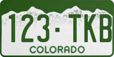 CO license plate 123TKB