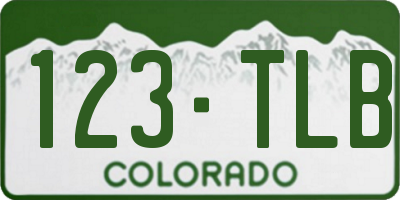 CO license plate 123TLB