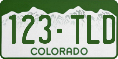 CO license plate 123TLD
