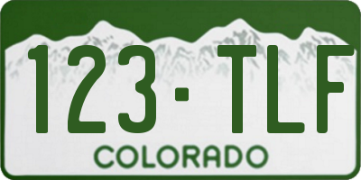CO license plate 123TLF