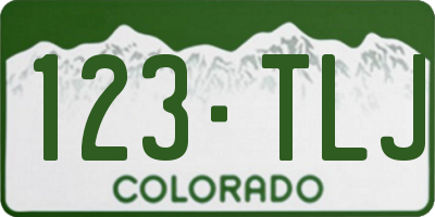 CO license plate 123TLJ