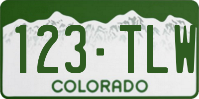 CO license plate 123TLW