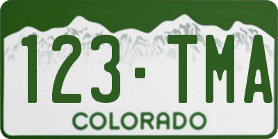 CO license plate 123TMA