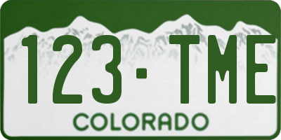CO license plate 123TME