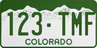 CO license plate 123TMF