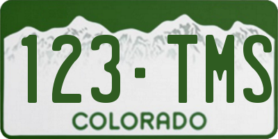 CO license plate 123TMS
