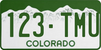 CO license plate 123TMU