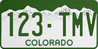 CO license plate 123TMV