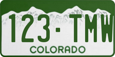 CO license plate 123TMW
