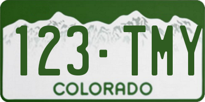CO license plate 123TMY