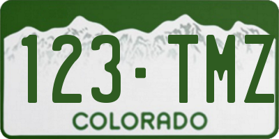 CO license plate 123TMZ