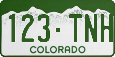 CO license plate 123TNH