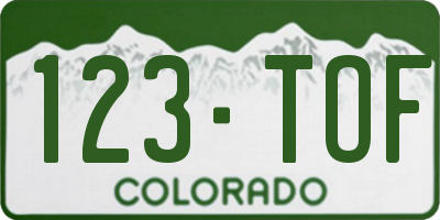 CO license plate 123TOF
