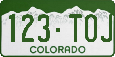 CO license plate 123TOJ