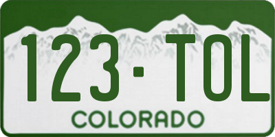 CO license plate 123TOL