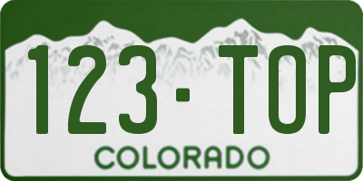 CO license plate 123TOP