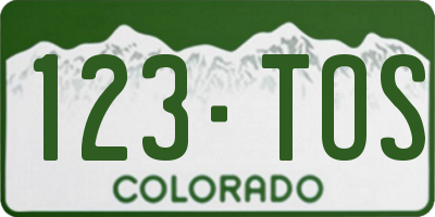 CO license plate 123TOS