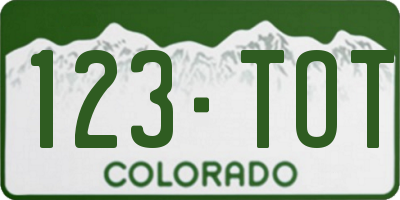 CO license plate 123TOT