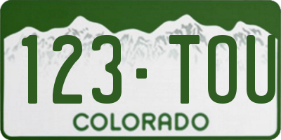 CO license plate 123TOU